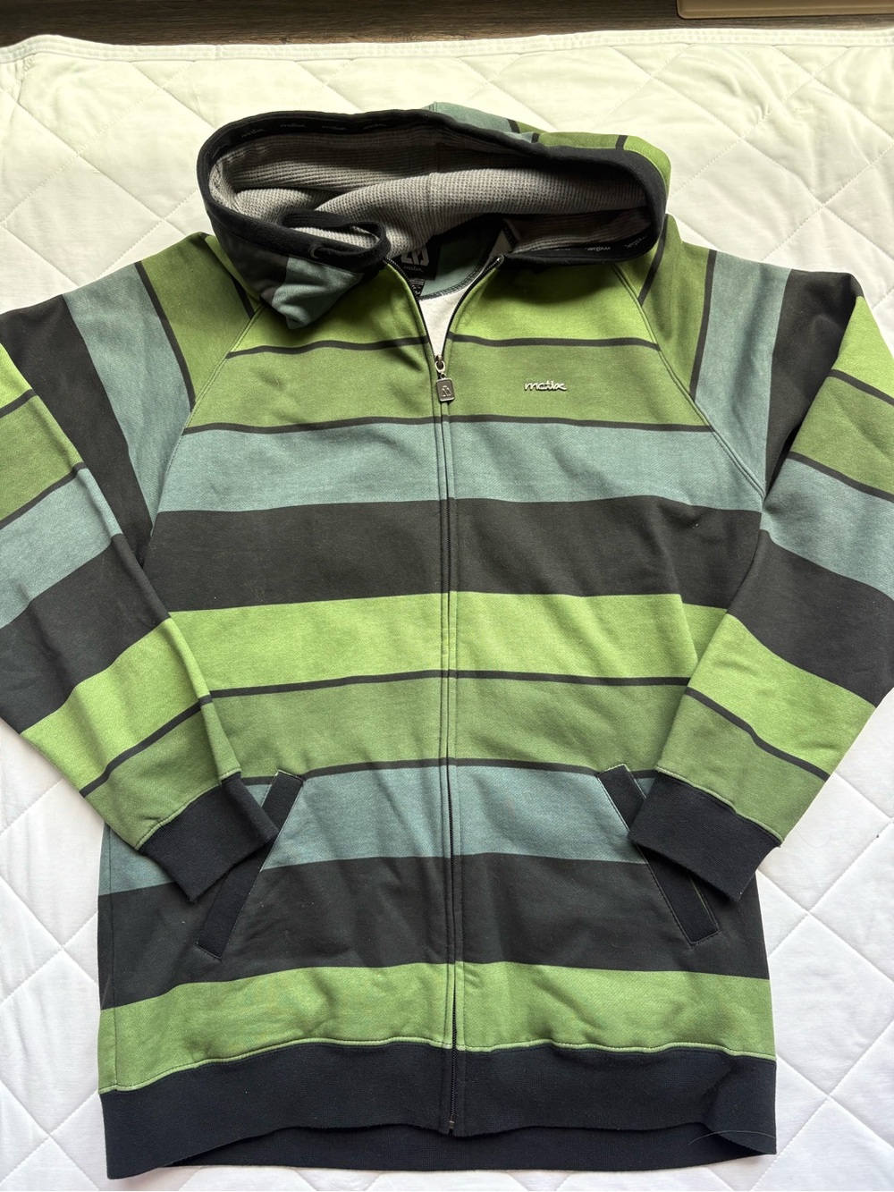 Matix Vintage Y2K Striped Green Zip Up Hoodie